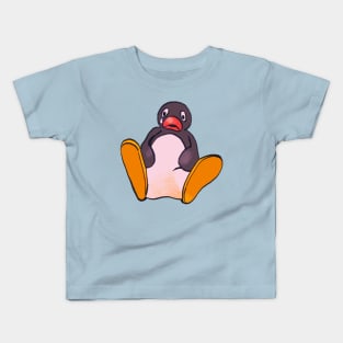 sad sitting penguin meme / pingu Kids T-Shirt